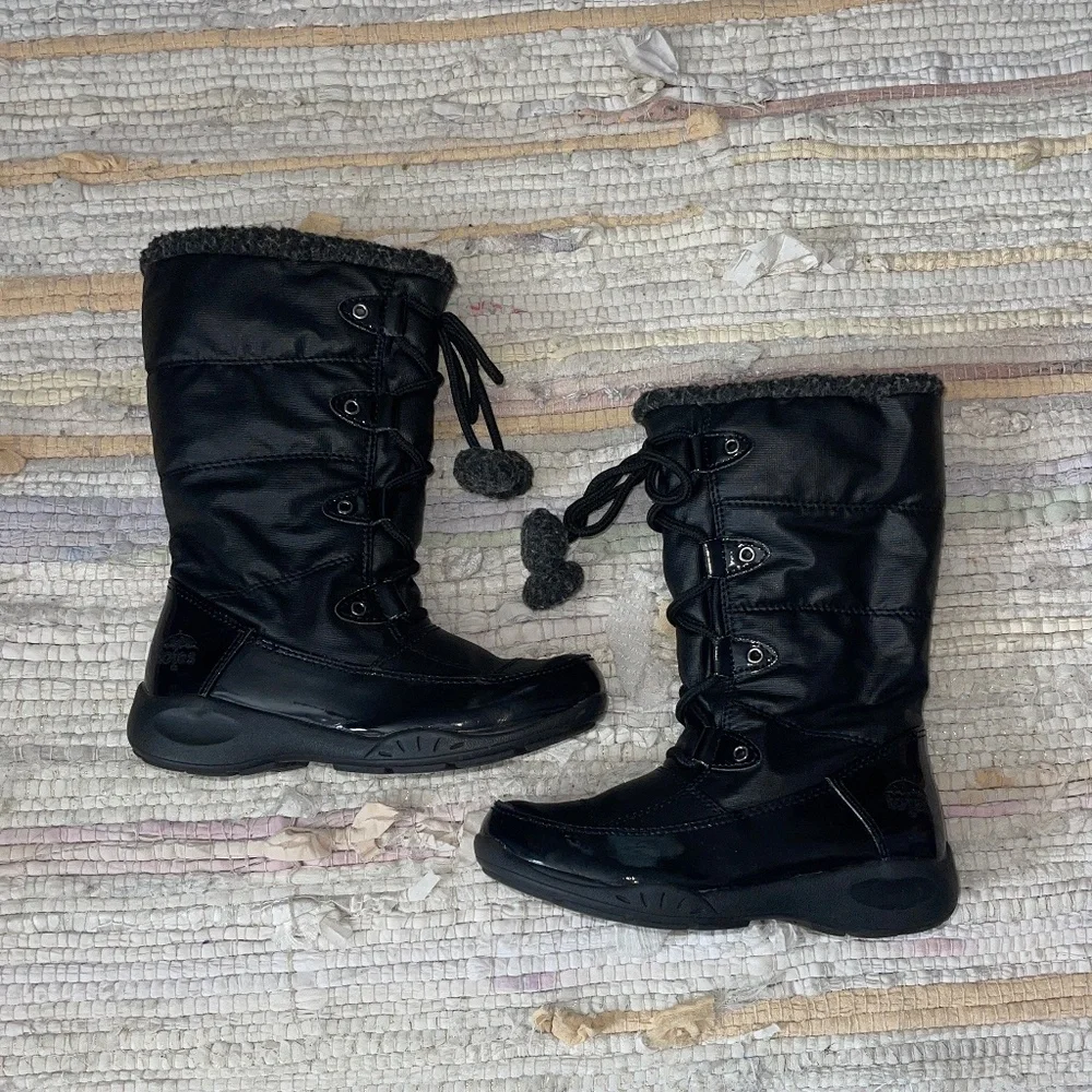 Little Girls Totes Black Faux Fur Lined Zip Up Snow / Winter Boots Size 1
